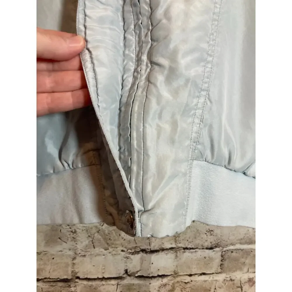 Vintage Ashton Cove Silk Jacket Women Medium Baby Icy Blue Zip Up Ultra Soft 80s